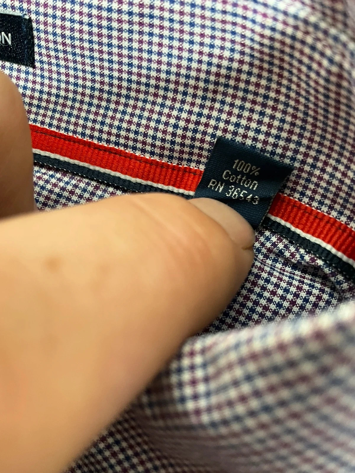 Chemise Tommy Hilfiger Regular Fit 16.5 36-37 Preppy 100% Coton Bordeaux Bleu Marine – photo 6